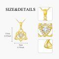 wholesale  14K Gold & Moissanite Trinity Knot Celtic Heart Necklace, 0.45cttw, Irish Love Knot Pendant, Adjustable 16+2 Chain, Gift for Women-0-5
