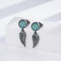 wholesale 925 Sterling Silver Black Gold Plated Turquoise Angel Wing Stud Earrings Hypoallergenic Unisex Gift-0-1
