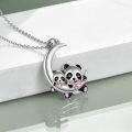 wholesale 925 Sterling Silver Moon & Pandas Pendant Necklace - Cute Gifts for Women-0-5