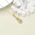wholesale 925 Sterling Silver Celtic Knot Infinity Necklace Wholesale with Yellow Jade Stone - Faith Jewelry-0-3