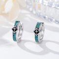 wholesale 925 Sterling Silver Turquoise Stone Viking Celtic Cross Huggie Hoop Earrings 14x8 mm Minimalist Ear Cuff Gifts for Women Men-0-2