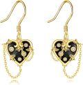 wholesale 14K Gold Gothic Blue Stone Heart Drop Earrings Witch's Charm Jewelry for Women-0-6