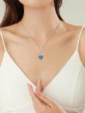 wholesale 925 Sterling Silver Infinity Heart Blue Pearl Pendant Necklace with Cubic Zirconia for Women-0-3