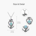 wholesale 925 Sterling Silver Heart-Shaped Larimar Stone Anchor Pendant Necklace-0-1