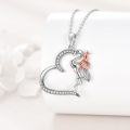 wholesale 925 Sterling Silver Pink Flamingo on Heart Pendant Necklace for Women Girls Gifts-0-1
