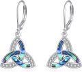 wholesale 925 Sterling Silver Abalone Shell Triquetra CZ Dangle Earrings for Women Gifts-0-0