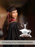 wholesale 925 Sterling Silver Graduation Cap Pendant Necklace with Congratulate 2025 Charm - College/High School Jewelry for Women-0-5