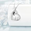 wholesale 925 Sterling Silver Cat Heart Pendant Necklace-0-3
