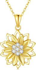 wholesale 14K Gold Lotus Pendant Necklace with Cubic Zirconia Stones and Chain - Elegant Floral s for Her-0-0