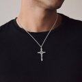 wholesale 925 Sterling Silver Crucifix Cross with St Benedict Medal Pendant Necklace for Men Women Catholic  48cm Chain Length-0-1