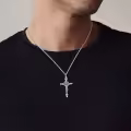 wholesale 925 Sterling Silver Crucifix Cross with St Benedict Medal Pendant Necklace Wholesale for Men Women Catholic  48cm Chain Length-0-1