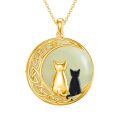 wholesale 925 Sterling Silver Cat On Moon Pendant Necklace-0-0