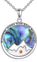 wholesale 925 Sterling Silver Abalone Shell Mountain Faith Pendant Necklace for Women Girls Christian s-0-0