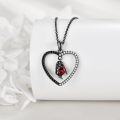 wholesale 925 Sterling Silver Heart Angel Wing Red Stone Gothic Pendant Necklace for Women-0-1