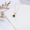 wholesale 14K Gold Sapphire Birthstone Necklace - September Royal Blue Gemstone Pendant for Love & Protection, 16 Adjustable Chain, Gift Box-0-2
