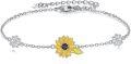 wholesale Sterling Silver & Sunflower Yellow Flower Bracelet - Adjustable Chain 7.08 - Fashion Gift for Women-0-0