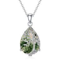 wholesale 925 Sterling Silver Tree Of Life Pendant With Green Marble-Tree of Life-9