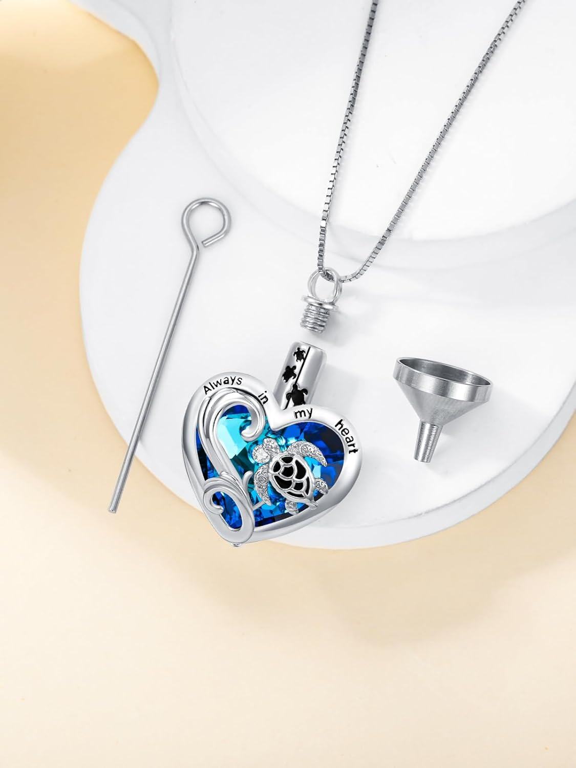 Sterling Silver Urn Necklace for Ashes Cremation Memorial Jewelry-0-5