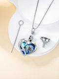 wholesale Silver Turtle Heart Keepsake Pendant with Blue Crystal and Funnel - 925 Sterling Silver Urn Necklace for Ashes Cremation Memory Jewelry-0-4