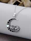 wholesale 925 Sterling Silver Bat Crescent Moon Luminous Stone Pendant Necklace-0-2