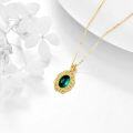 wholesale 14K Yellow Gold Sterling Silver Oval Emerald Pendant Celtic Knot Necklace-0-3