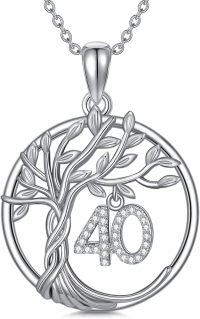 wholesale TOUPOP 40th Birthday Gifts For Her S925 Sterling Silver 40 Year Old Necklaces For Women Family Tree Of Life 40th Jewelry Anniversary Christmas Gifts For Mom Grandma Wife -undefined