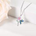 wholesale 925 Sterling Silver Enamel Flower & Bird Pendant Necklaces for Women-0-2