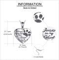 wholesale 925 Sterling Silver Paw Print Heart Photo Locket Pendant Necklace Gift for Women-0-3