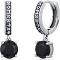 wholesale 925 Sterling Silver Viking Rune Hoop & Black Crystal Drop Earrings for Women Norse Style -0-0