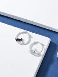 wholesale 925 Sterling Silver Black Cat Moonstone Hypoallergenic Hoop Earrings for Women-0-4