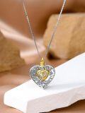 wholesale 925 Sterling Silver Heart Tree of Life Urn Necklace with Gold Plating and Filigree Design-0-1