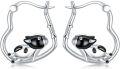 wholesale 925 Sterling Silver Black Enamel Cat Bamboo Hoop Earrings Gift for Women-0-0