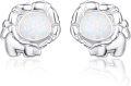 wholesale 925 Sterling Silver Elephant Shape White Opal Stud Earrings for Sensitive Skin-0-0