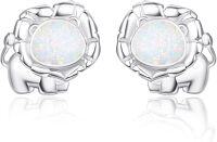 wholesale 925 Sterling Silver Elephant Shape White Opal Stud Earrings for Sensitive Skin-Lion