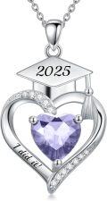 wholesale 925 Sterling Silver Heart Birthstone Necklace High School College Graduation Jewelry for Her-0-0