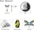 wholesale 925 Sterling Silver Dragonfly Stud Earrings with Green Crystal Drops for Women Gift-0-1