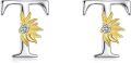 wholesale Sterling Silver Sunflower Initial Alphabet Letter Script Name Stud Earrings for Women-0-0