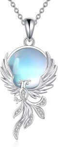 wholesale 925 Sterling Silver Blue Moonstone Phoenix Pendant Necklace for Women Elegant s-0-0