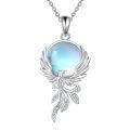 wholesale 925 Sterling Silver Phoenix Pendant Necklace With Moonstone And Cz-0-0