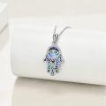 wholesale 925 Sterling Silver Evil Eye Hamsa Hand Abalone Shell Pendant Necklace for Women and Men-0-1