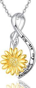 wholesale 925 Sterling Silver Infinity Sunflower Daisy Pendant Necklace for Women-0-0