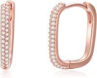 wholesale Rose Gold 925 Sterling Silver Infinity Twist Huggie Hoops with Cubic Zirconia for Women-Rose Gold