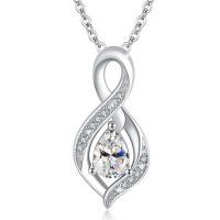 wholesale 925 Sterling Silver Infinity Birthstone Teardrop Pendant Necklace for Women-April