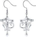 wholesale 925 Sterling Silver Hypoallergenic Eye Of Horus & Ankh Drop Earrings - Ancient Egypt s for Women-0-0