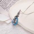 wholesale 925 Sterling Silver Turquoise Blue Stone Pendant with Butterflies and Swirls - Memorial Keepsake Jewelry-0-2