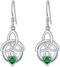 wholesale 925 Sterling Silver Birthstone Irish Celtic Claddagh Love Heart Drop Dangle Earrings-0-0