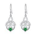 wholesale 925 Sterling Silver Birthstone Irish Celtic Claddagh Love Heart Drop Dangle Earrings-0-0