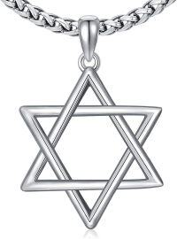 wholesale 925 Sterling Silver Star of David Pendant Necklace  for Men & Women-02-silver