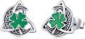 wholesale 925 Sterling Silver Shamrock Clover Stud Earrings Celtic Knot Design Lucky  for Women-0-0