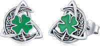 wholesale 925 Sterling Silver Shamrock Clover Stud Earrings Celtic Knot Design Lucky  for Women-Shamrock Celtic